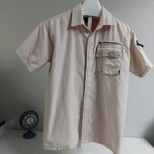 First Wear Tan Shirt XL Fishing‎ Hiking Press Button Breathable Zip Quick Dry